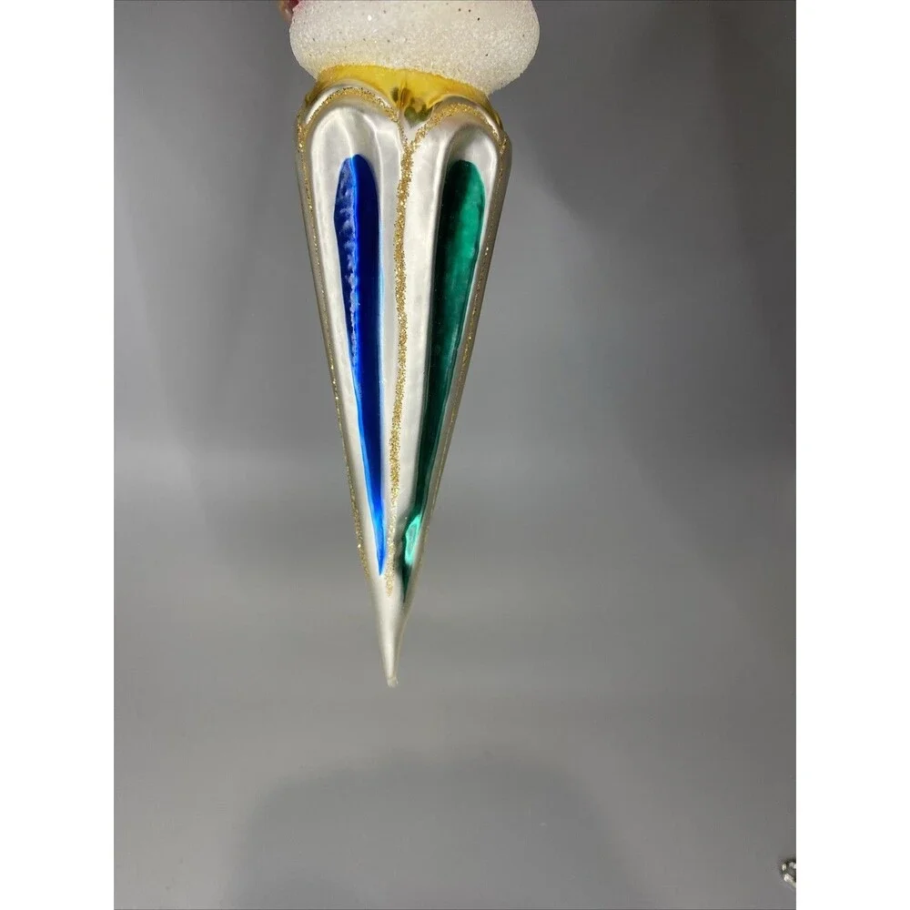 Kurt Adler Santa Icicle Polonaise Glass Christmas Drop Ornament by KOMOZJA